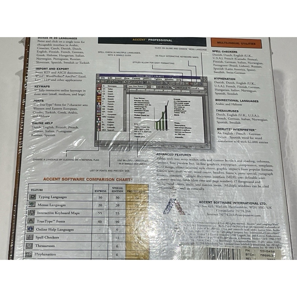 Accent Professional V2.0 Multilingual Word Processor Vintage Windows 95 Sealed - Picture 5 of 10